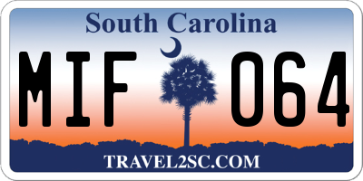 SC license plate MIF064