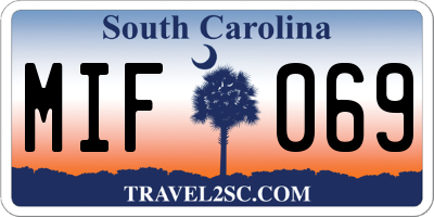 SC license plate MIF069