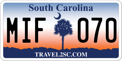 SC license plate MIF070