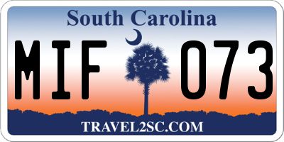 SC license plate MIF073