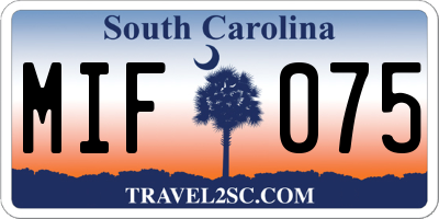 SC license plate MIF075