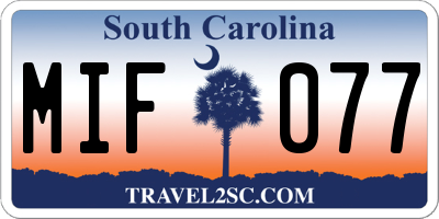 SC license plate MIF077