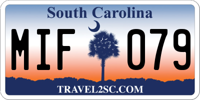 SC license plate MIF079