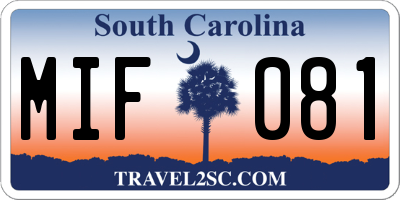 SC license plate MIF081