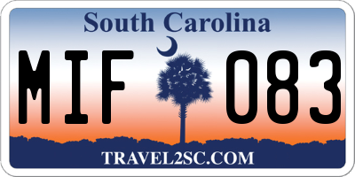 SC license plate MIF083