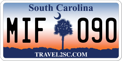 SC license plate MIF090
