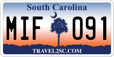 SC license plate MIF091
