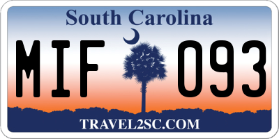SC license plate MIF093