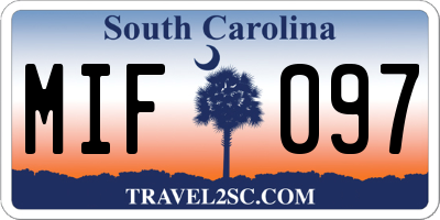 SC license plate MIF097