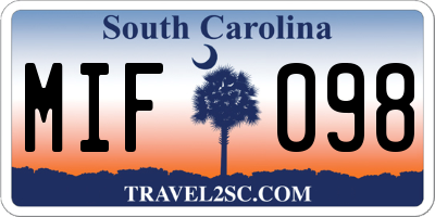 SC license plate MIF098