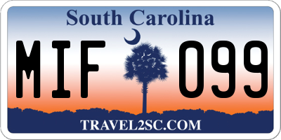 SC license plate MIF099