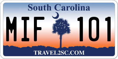 SC license plate MIF101