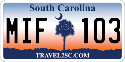 SC license plate MIF103
