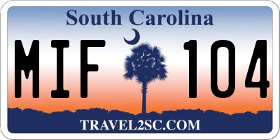 SC license plate MIF104