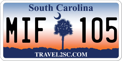 SC license plate MIF105