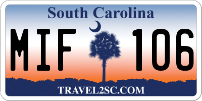 SC license plate MIF106