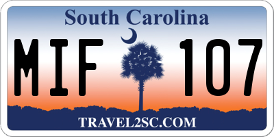 SC license plate MIF107