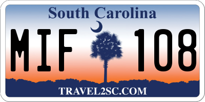 SC license plate MIF108