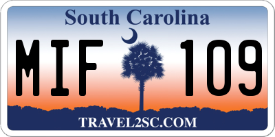 SC license plate MIF109