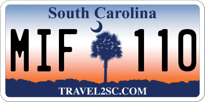 SC license plate MIF110