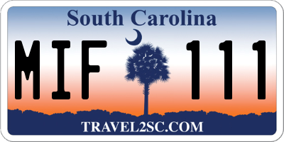 SC license plate MIF111