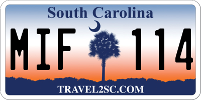 SC license plate MIF114