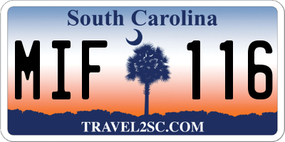 SC license plate MIF116