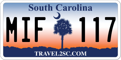 SC license plate MIF117