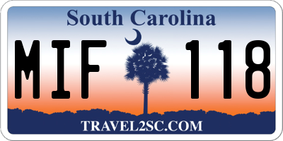 SC license plate MIF118