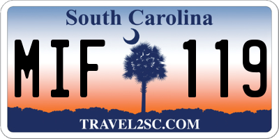 SC license plate MIF119