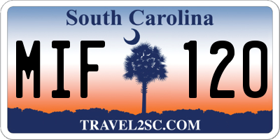 SC license plate MIF120