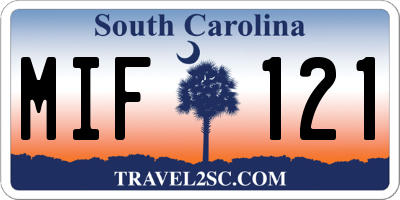 SC license plate MIF121