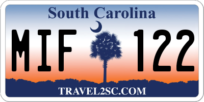 SC license plate MIF122
