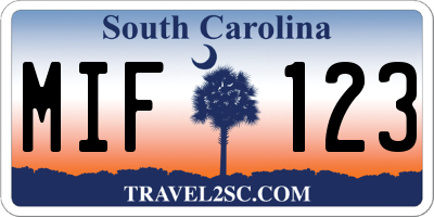 SC license plate MIF123