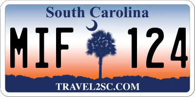 SC license plate MIF124