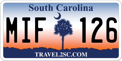 SC license plate MIF126