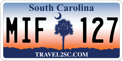 SC license plate MIF127
