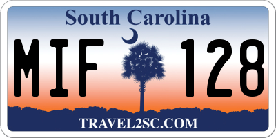 SC license plate MIF128