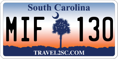 SC license plate MIF130