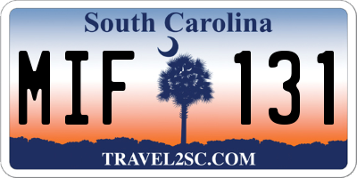 SC license plate MIF131