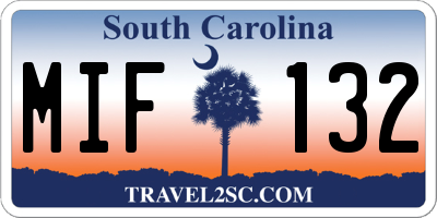 SC license plate MIF132