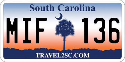 SC license plate MIF136