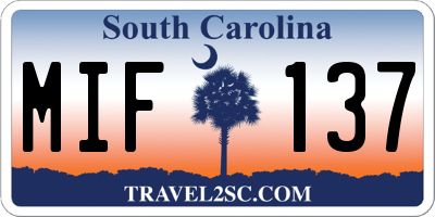 SC license plate MIF137
