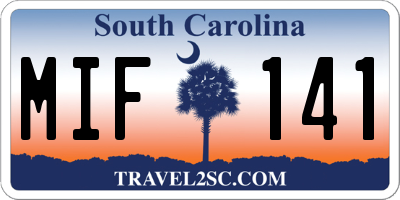 SC license plate MIF141