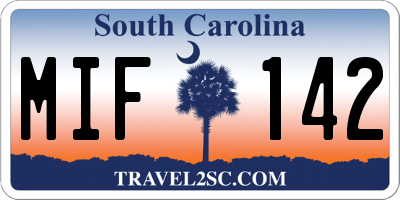 SC license plate MIF142