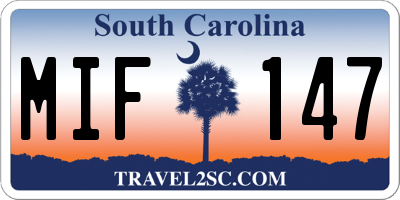 SC license plate MIF147