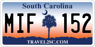 SC license plate MIF152