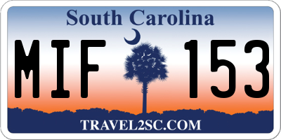 SC license plate MIF153