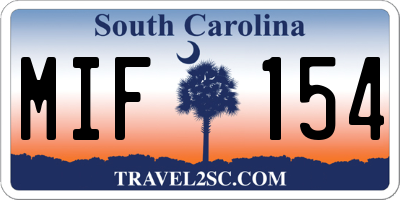 SC license plate MIF154