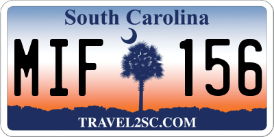 SC license plate MIF156